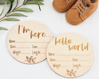 Birth Announcement Plaque | Wooden Baby Announcement