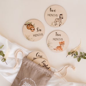 Disque des jalons mensuels pour bébés - Bébés animaux