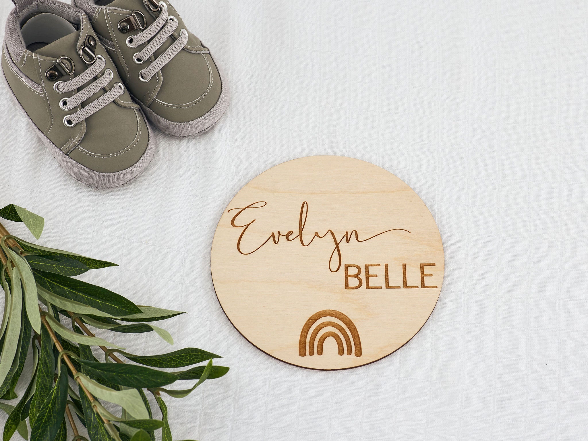 Personalised Birth Announcement Plaque Rainbow Baby Name Etsy