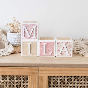 Bloques de madera personalizados con nombre SHABBY CHIC / Bloques con nombre para bebé / Regalo de recuerdo para bebé