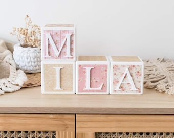 Personalised Wooden Name Blocks SHABBY CHIC | Baby name blocks | Baby keepsake gift