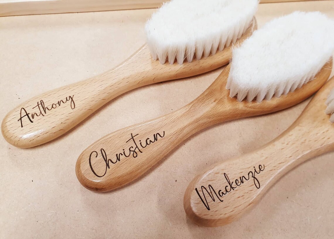 Personalised Wooden Baby Brush Etsy