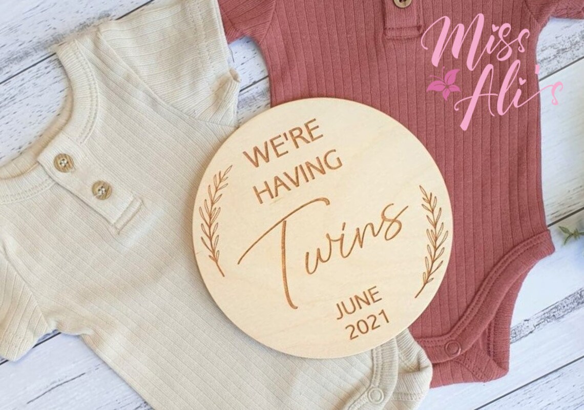 We're Having Twins Twin Pregnancy Announcement Wooden Etsy Australia