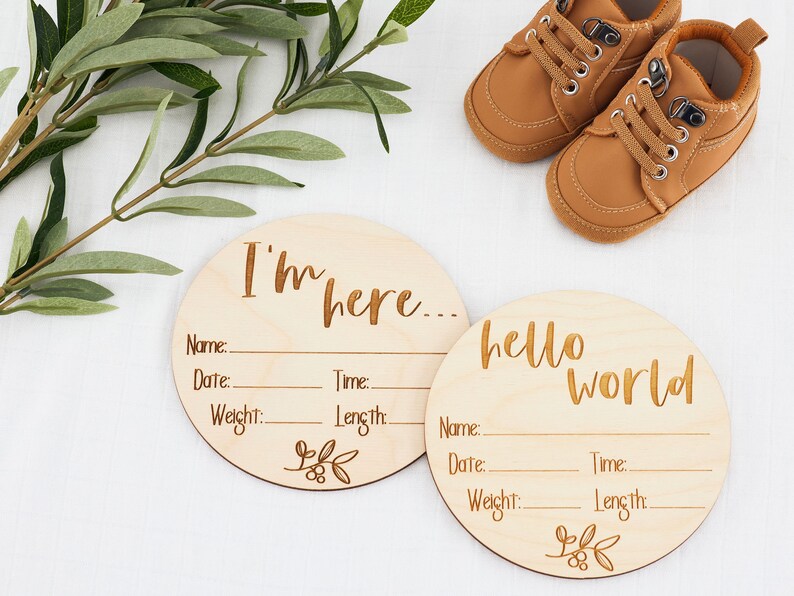 Birth Announcement Plaque | Wooden Baby Announcement | Announcement ...