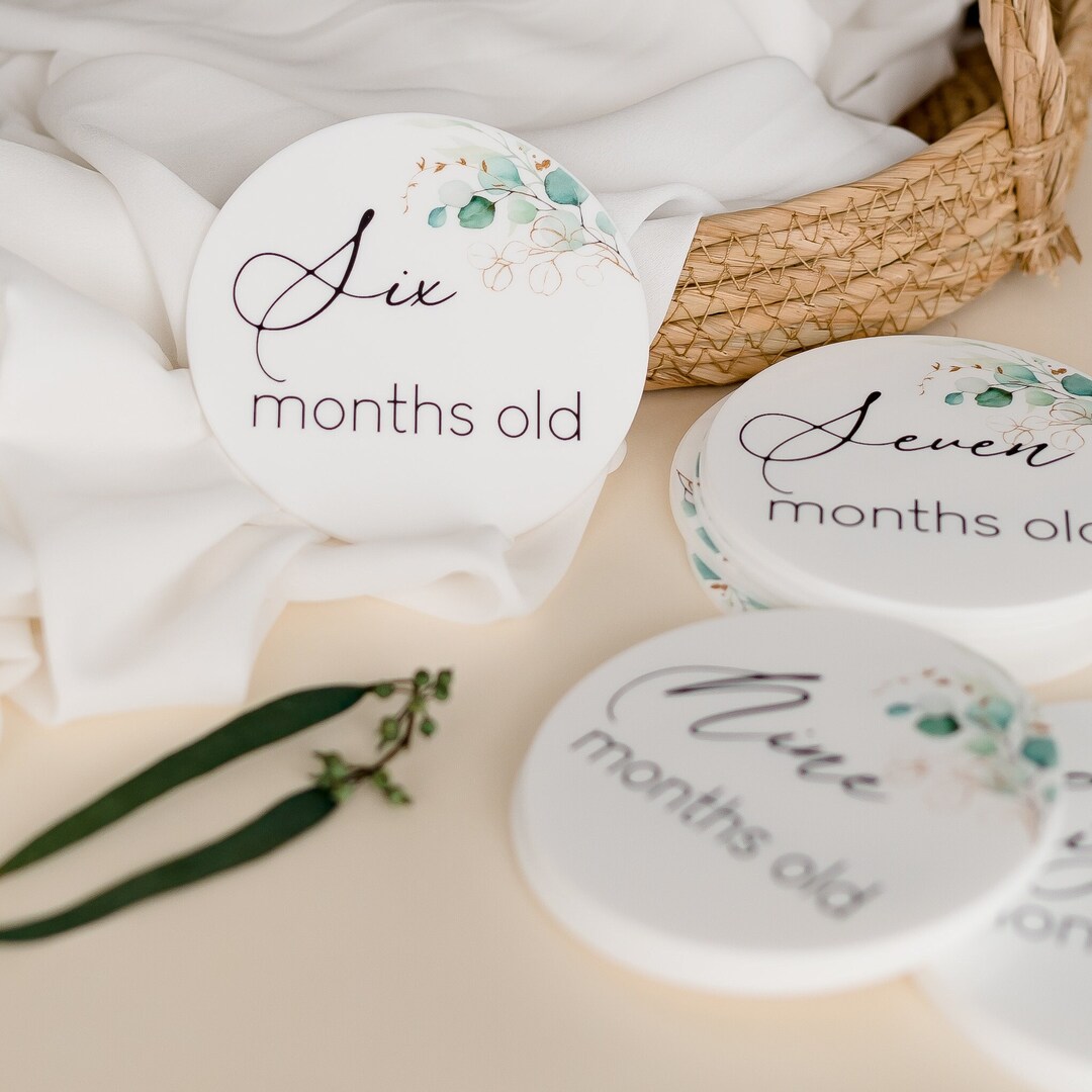 Acrylic Baby Monthly Milestone Disc - Leaf - Etsy Australia