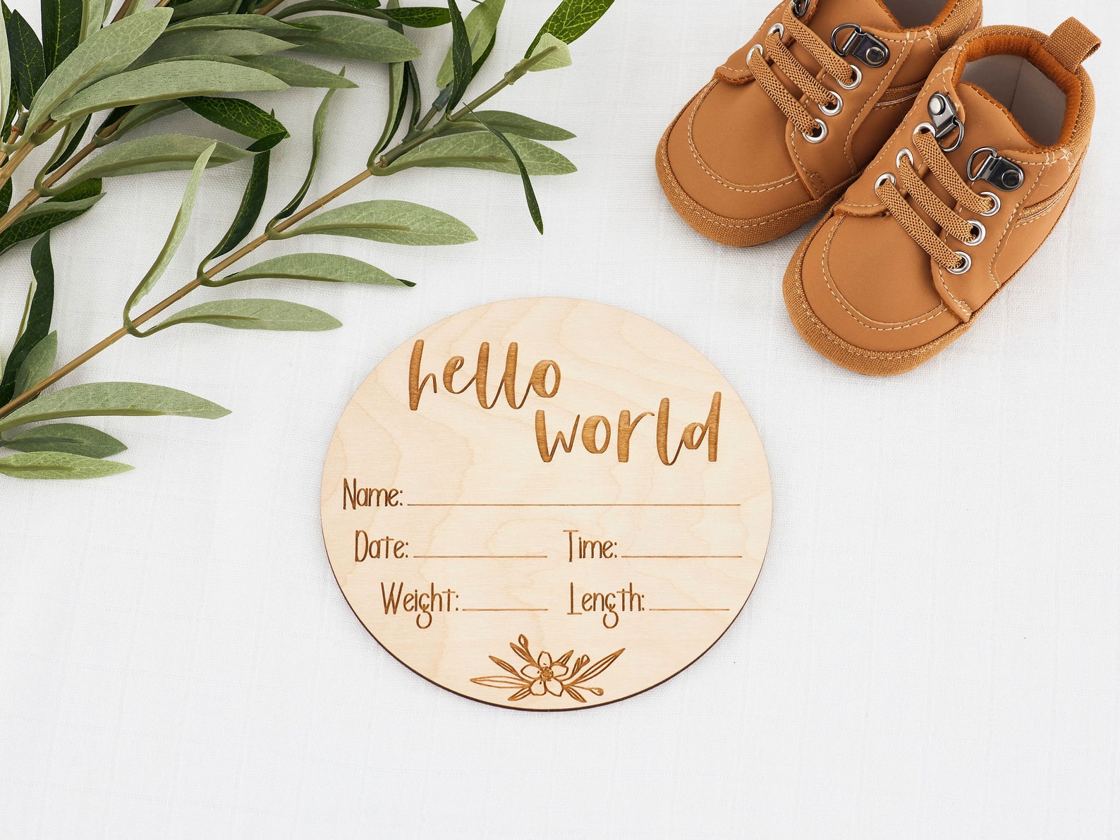 Birth Announcement Plaque Wooden Baby Announcement Hello Etsy — free download