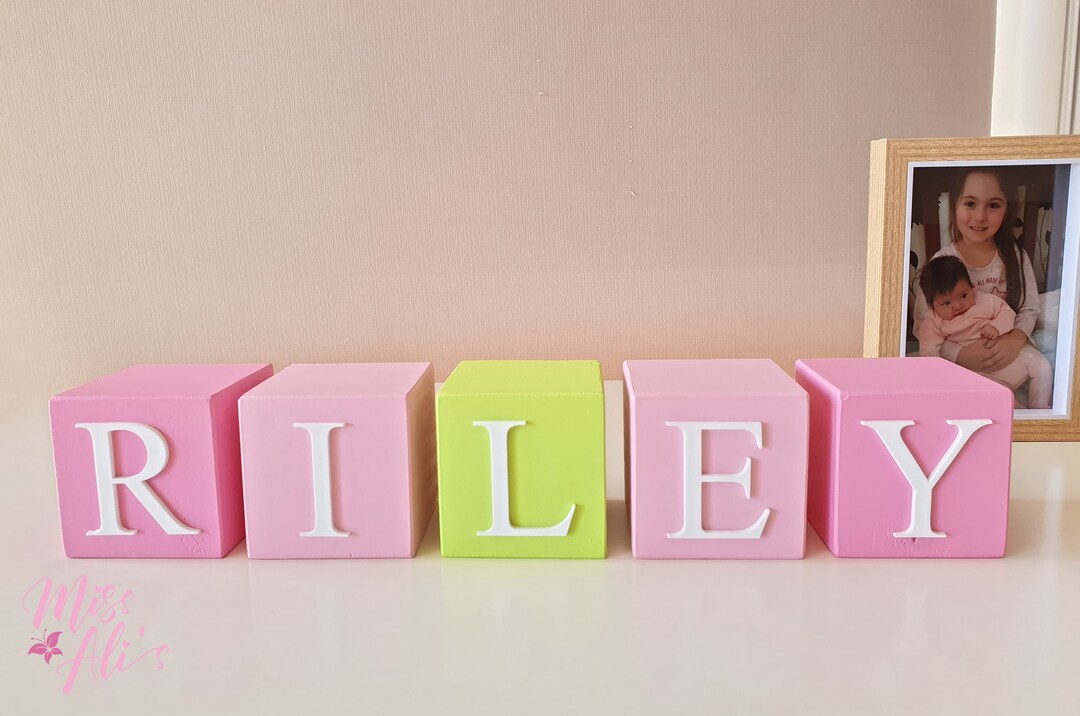 Personalised Wooden Name Blocks Baby Name Blocks Baby Keepsake Gift