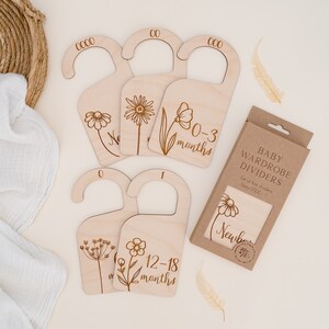 Baby Wardrobe Dividers - Wildflower | Baby Clothes Dividers | Wooden Dividers | Baby Shower Gift | Newborn Baby Gift | Nursery image 2