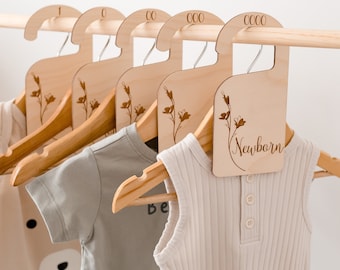 Séparateurs de garde-robe pour bébé - Botanique | Intercalaires pour vêtements de bébé | Séparateurs en bois | Cadeau baby shower | Cadeau pour nouveau-né | Chambre d'enfant