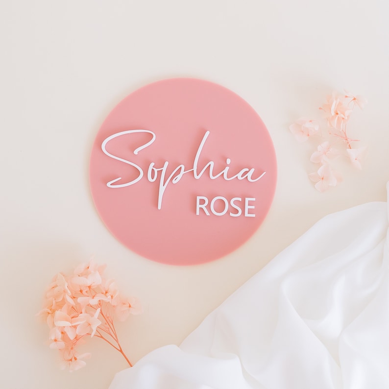 Birth Announcement Plaque Acrylic Name Plaque Baby Plaque image 1