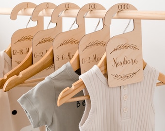 Séparateurs de garde-robe pour bébé - Feuille | Intercalaires pour vêtements de bébé | Séparateurs en bois | Cadeau baby shower | Cadeau pour nouveau-né | Chambre d'enfant