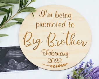 Je suis promu Plaque | Plaque Grand frère | plaque de faire-part de naissance | faire-part de bébé en bois | Accessoire photo | Plaque en bois