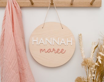 Personalised Name Sign for Kids | Custom Wooden Name Plaque for Bedroom Door or Wall