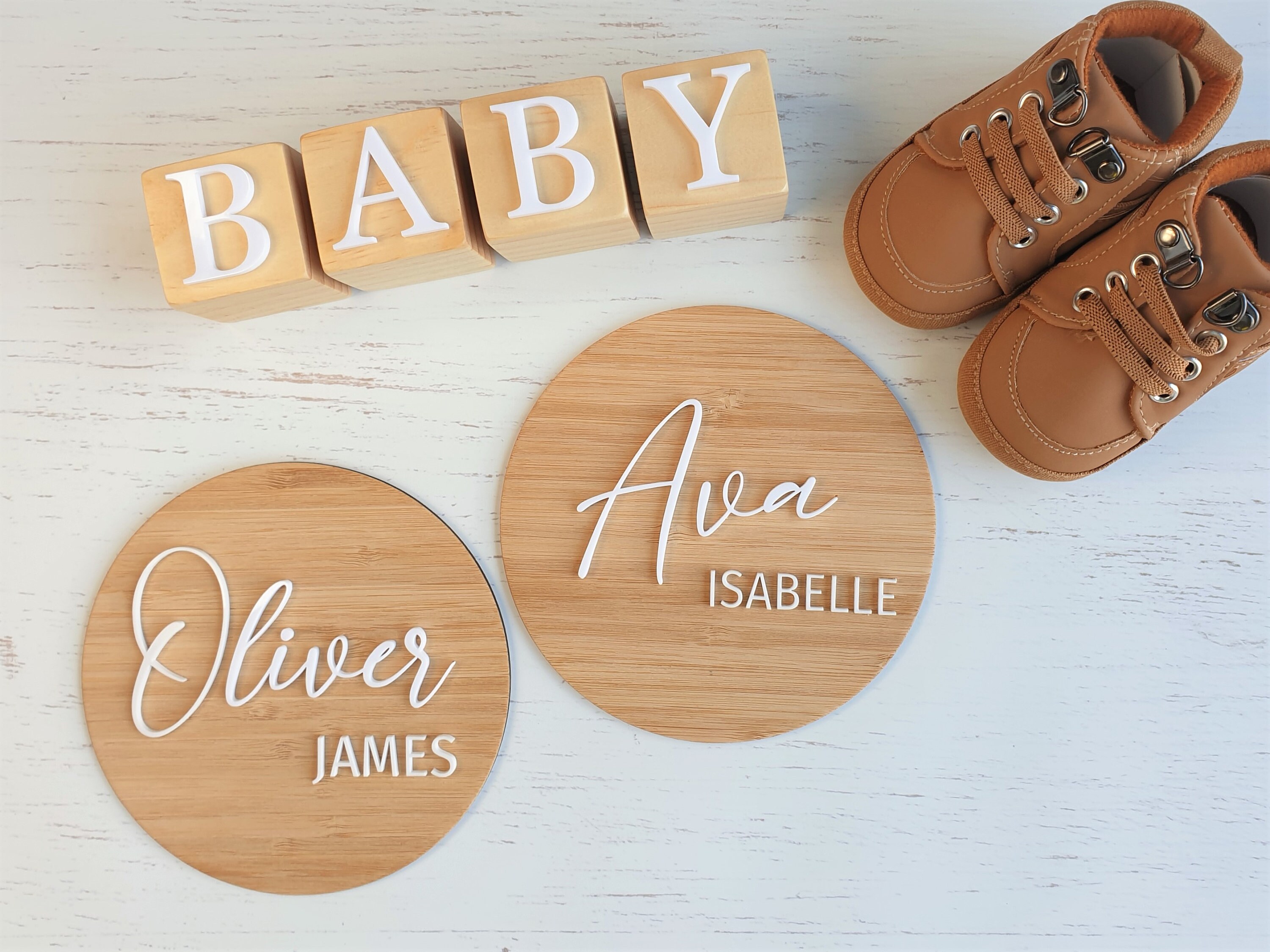 Birth Announcement Plaque Bamboo Name Plaque Baby Plaque Etsy