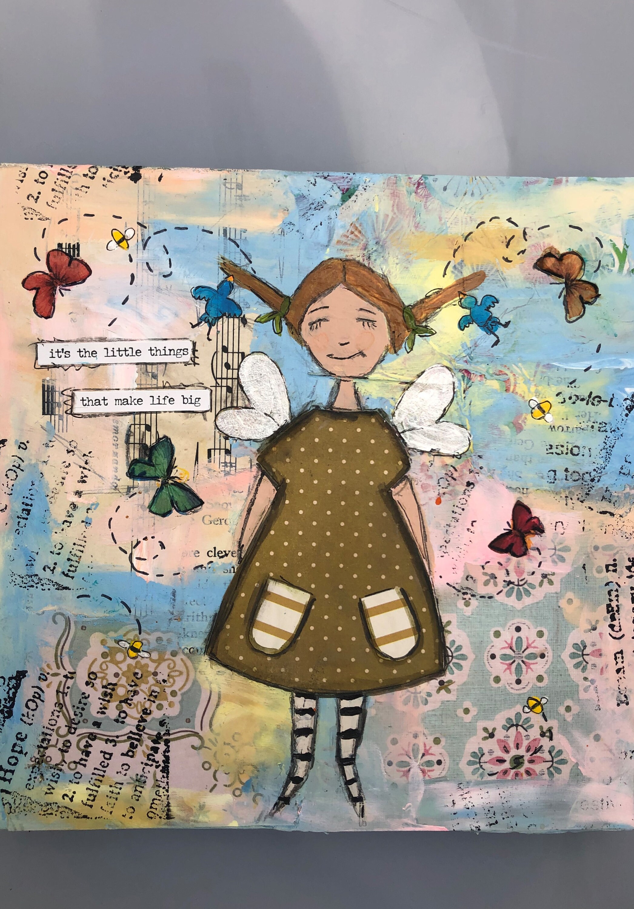 Mixed media art girl art Etsy