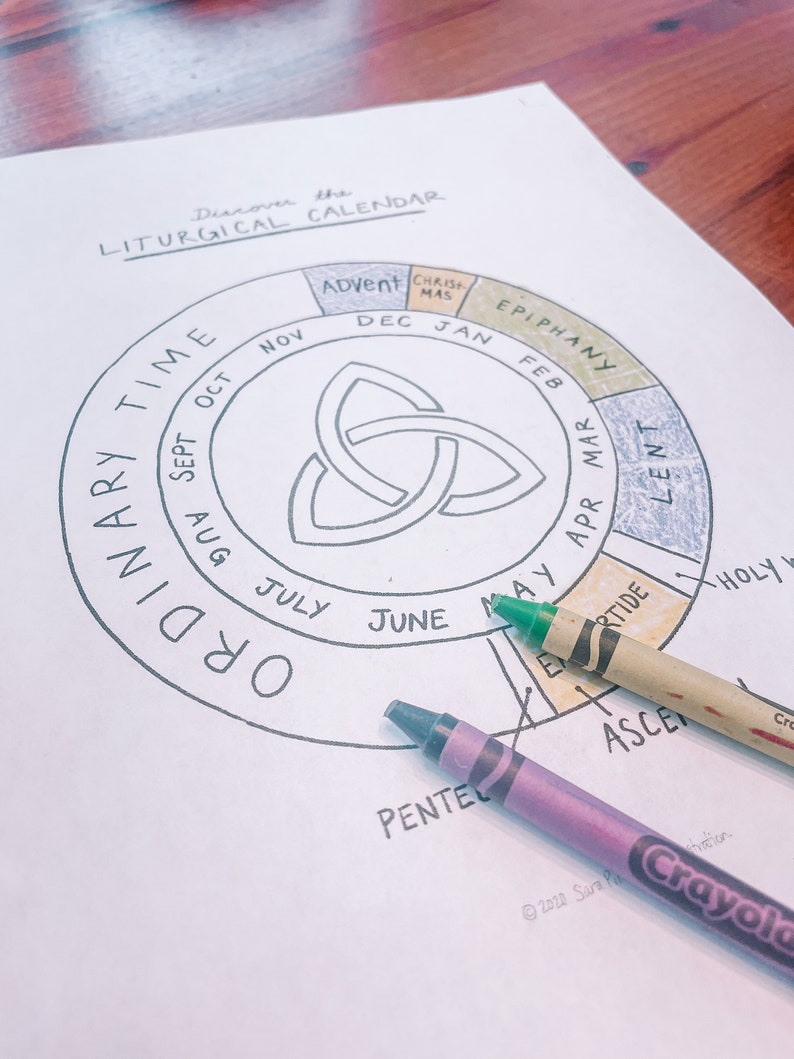 Liturgical Calendar Coloring Sheet Catholic Anglican Christian ACNA TEC