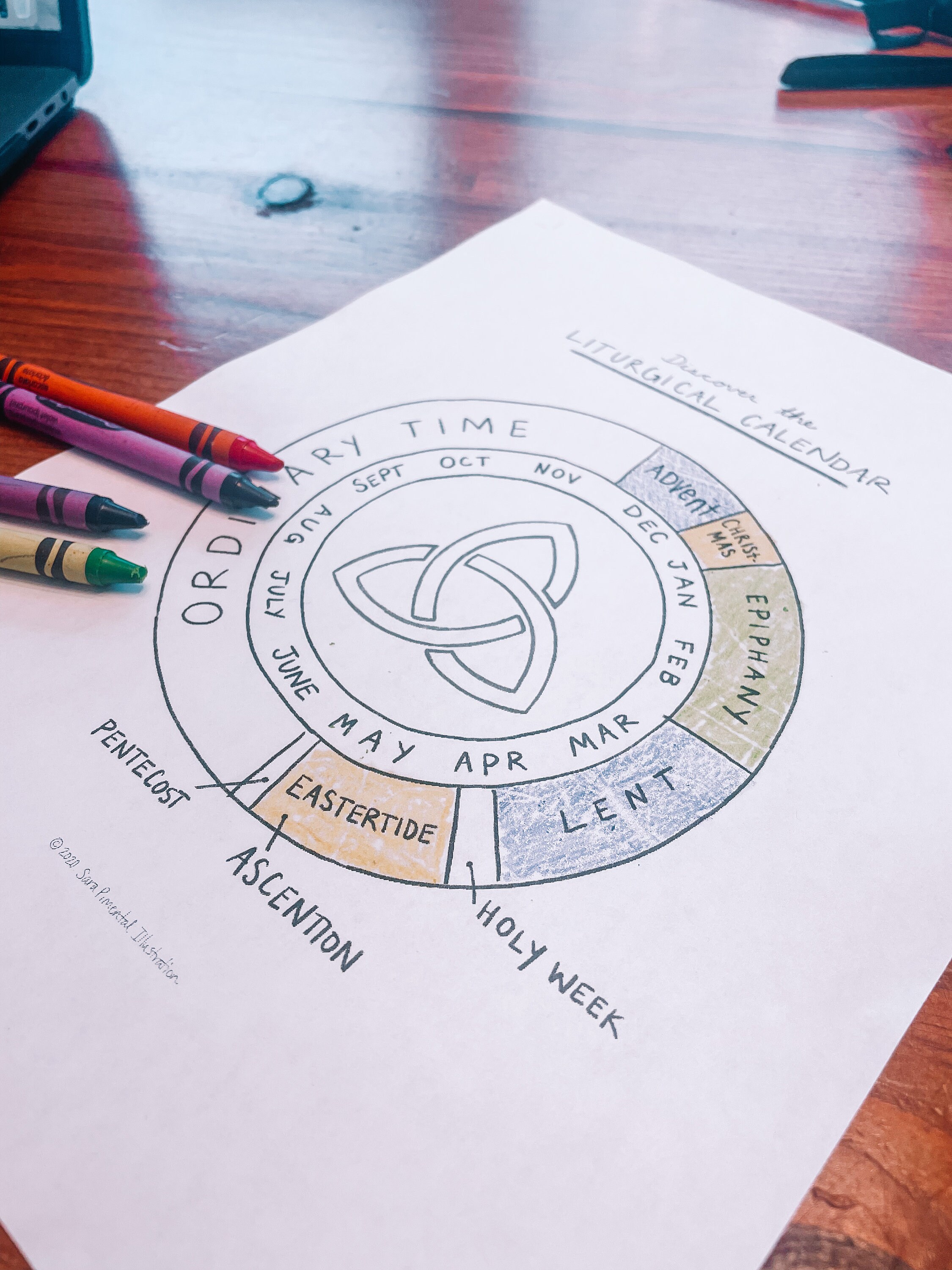 Liturgical Calendar Coloring Sheet Catholic Anglican Christian ACNA TEC