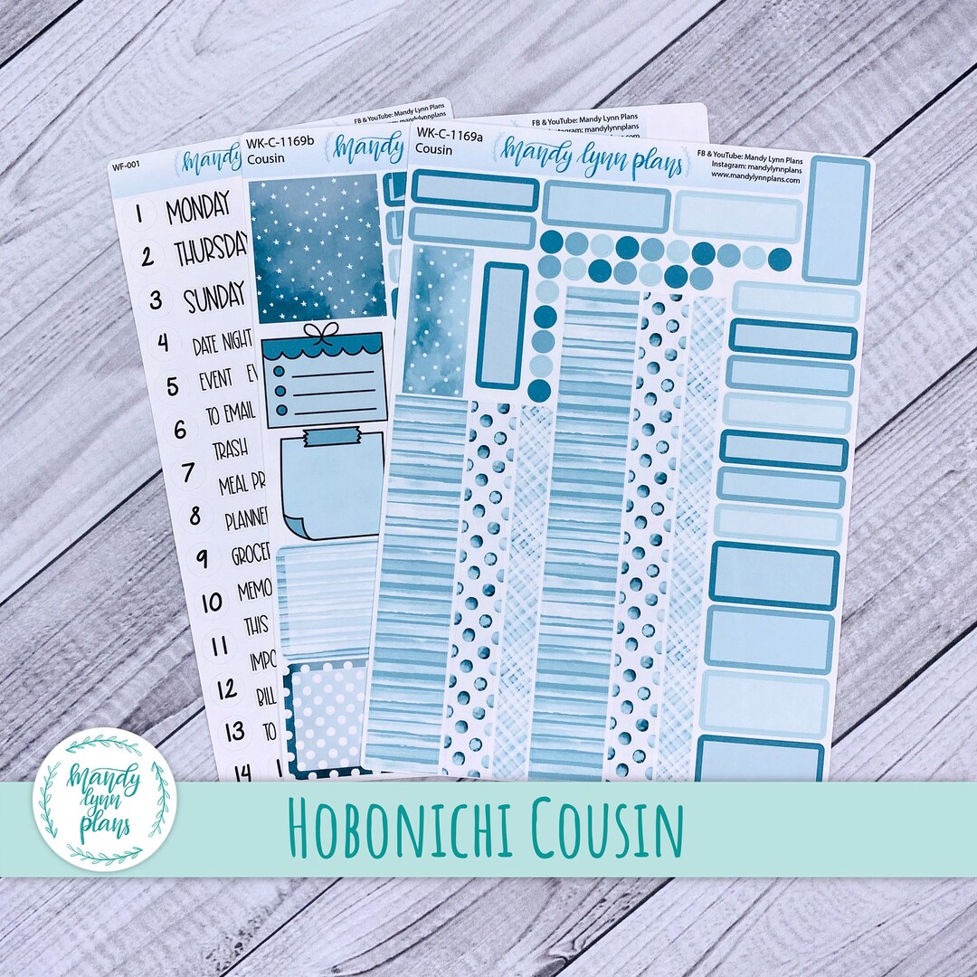 Hobonichi Cousin A5 Weekly Planner Sticker Kit Ocean Blue Removable ...