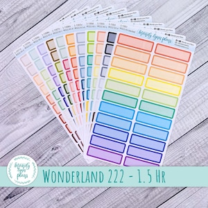 Wonderland 222 Planner Labels: A5 & B6, 1.5 Hour, Removable Matte Stickers