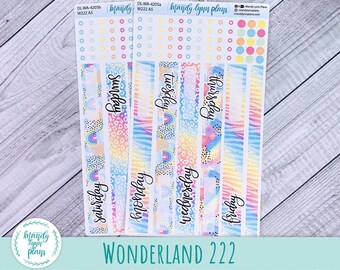 Wonderland 222 Daily Kit for A5, B6, and A6 Planners || Kaleidoscope || Removable White Matte Stickers || 205