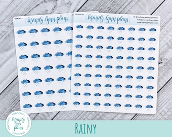 Rainy, Raining, Summer, Spring, Fall, Winter Weather Stickers || Removable White Matte Stickers || 005