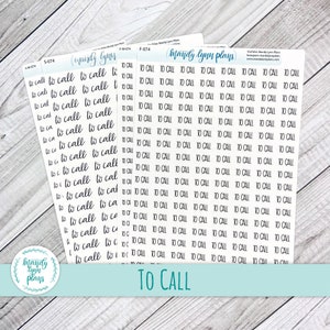 May include: Several sheets of planner stickers with the words "to call" in a handwritten font. The stickers are white with black text. The image also includes the seller's logo and the words "Mandy Lynn Plans".
