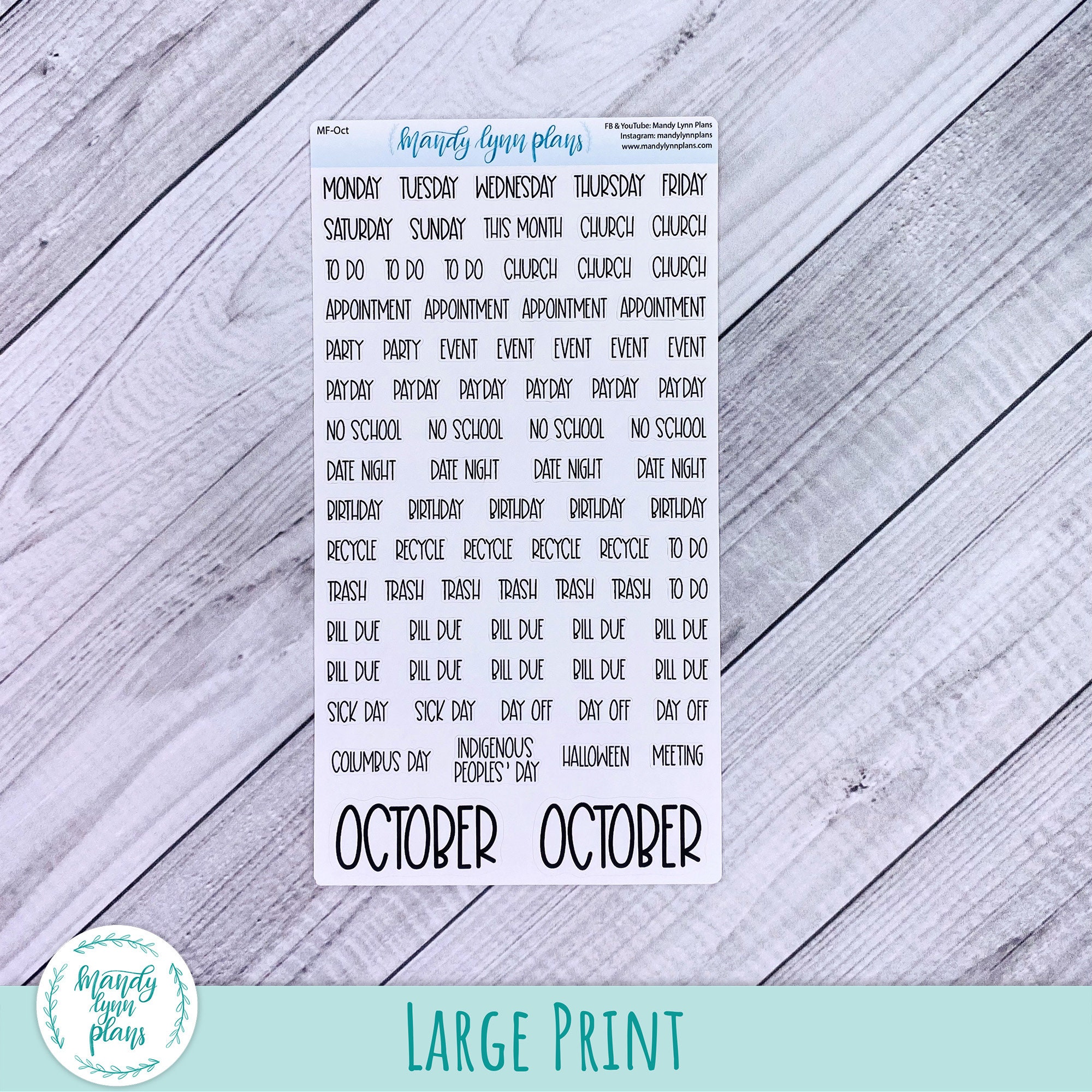 October Monthly Scripts Sheet || Hobonichi Cousin, Weeks, and A6 ...