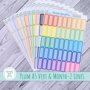 Plum A5 Vertical and Monthly Labels - 2 Lines || Medium, Functional, Basic, Appointment, Event, Planner Label || 45 Removable Matte Stickers