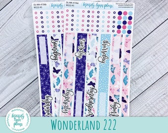 Wonderland 222 Daily Kit for A5, B6, and A6 Planners || Butterfly Dreams || Removable White Matte Stickers || 156