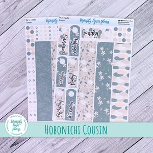 Hobonichi Cousin Sticker Kit || Grün und Beige Blumen || Handbeschriftet || Wieder ablösbare matte Aufkleber || DL-C-1228