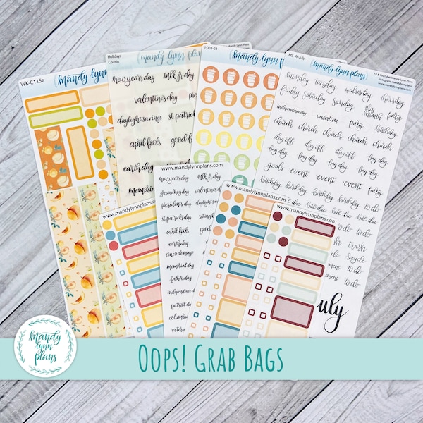 Oops Bag, Various Sized Planner Stickers