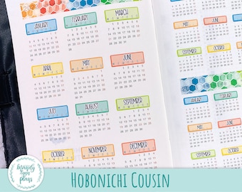 Hobonichi Cousin A5 Year-at-a-Glance Removable Matte Stickers