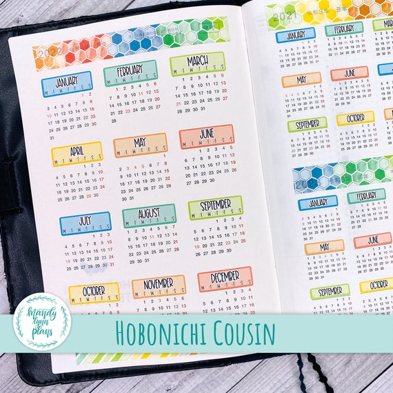 Hobonichi Cousin A5 Year-at-a-Glance Removable Matte Stickers