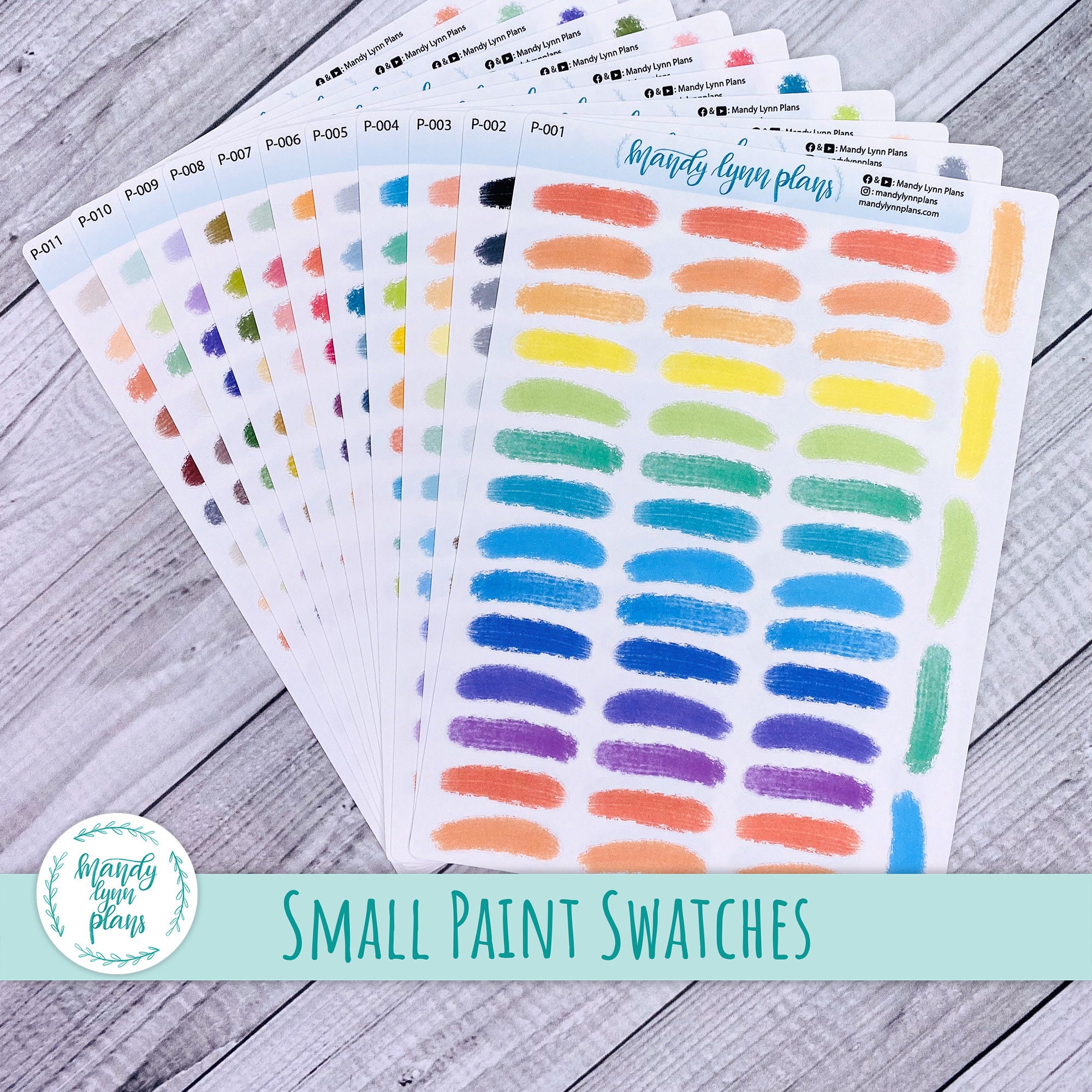 Paint Brush Stroke Stickers: Planner Journal Swatches (removable Matte ...