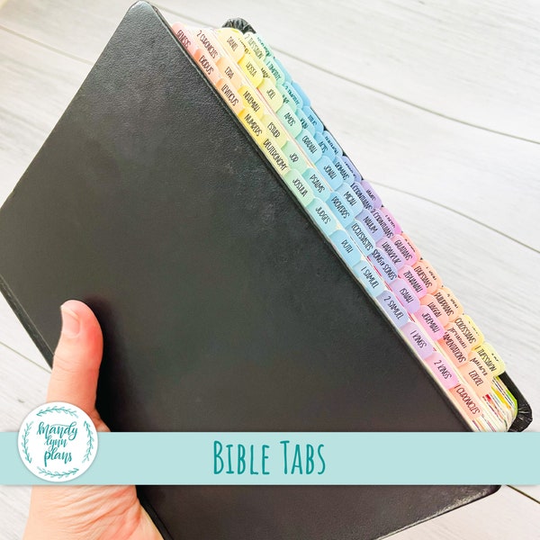 12 Color Options || Watercolor Bible Tabs || 66 Books and 6 Blank || Smooth, Water-Resistant, Polyester, Premium Matte Sticker Bible Tabs