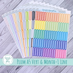 Plum A5 Vertical and Monthly Labels - 1 Line || Skinny, Functional, Basic, Appointment, Event, Planner Label || 80 Removable Matte Stickers