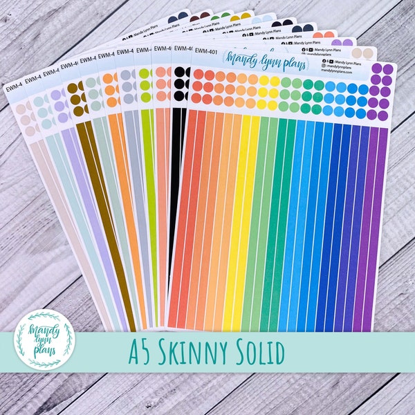 A5 Skinny Solid Washi Strips and Planner Dots