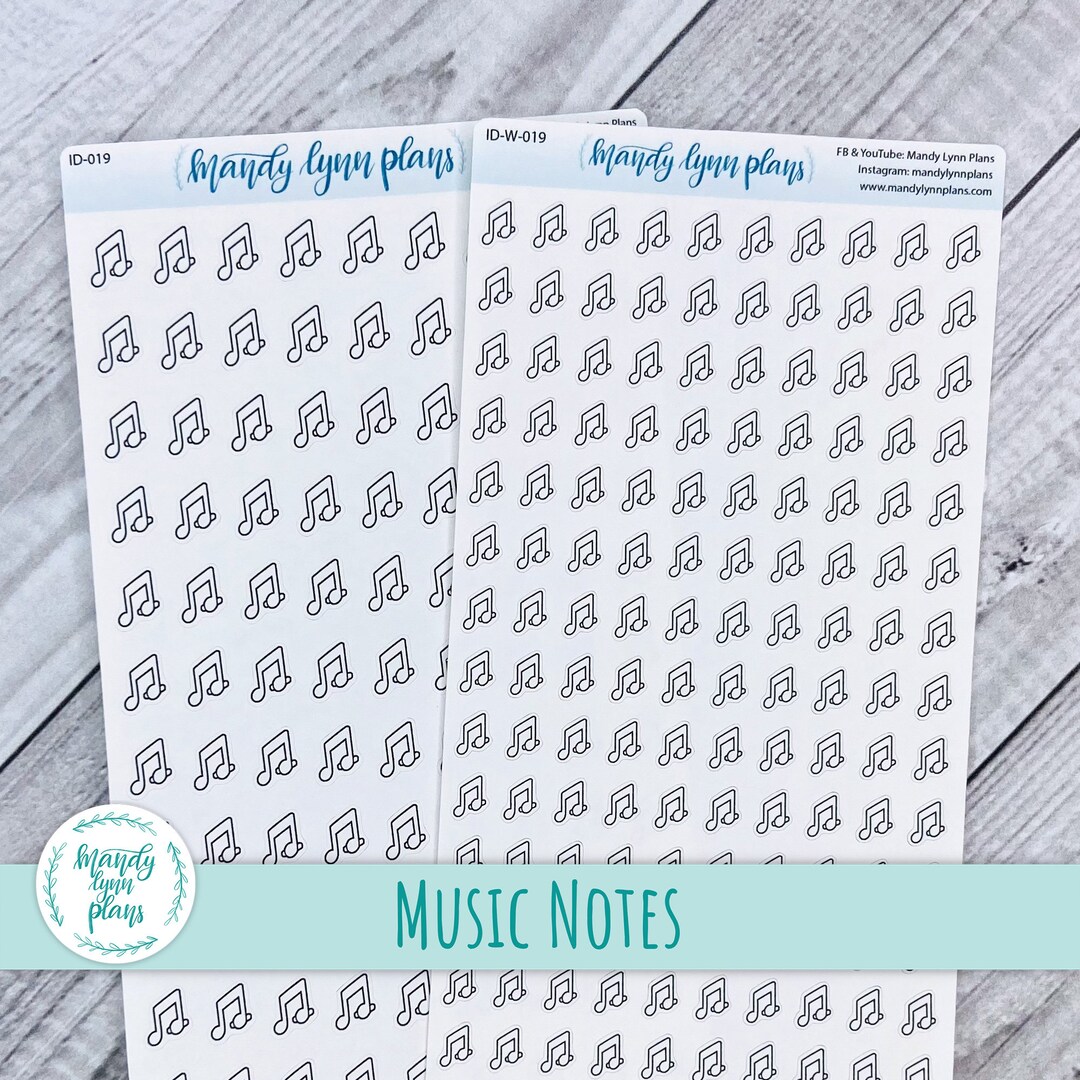 Music Note Planner Stickers: Eighth Notes, Rehearsal (white Matte or ...
