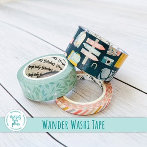 Set of 3**Washi Tape || Wander || Silver Foiled, Masking Tape, Decorative Tape, Planner Accessory || 25mm, 15mm, and 5mm x 10m