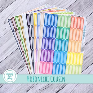 Hobonichi Cousin || Skinny Functional Labels with Checklist Circle  || 62 Removable Matte Stickers