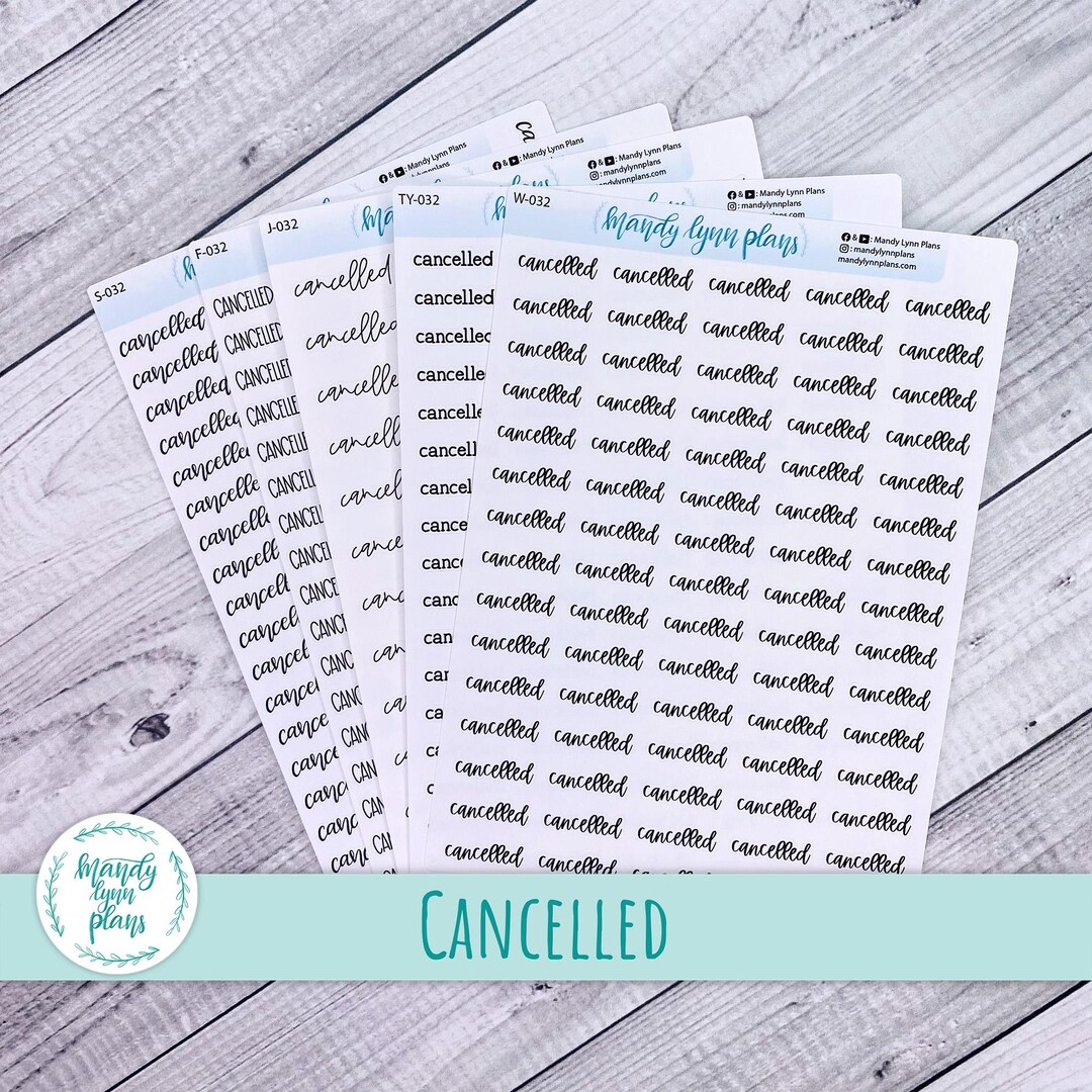 Canceled Script Cancelled Script Stickers: Planner Stickers, White or Clear - Etsy