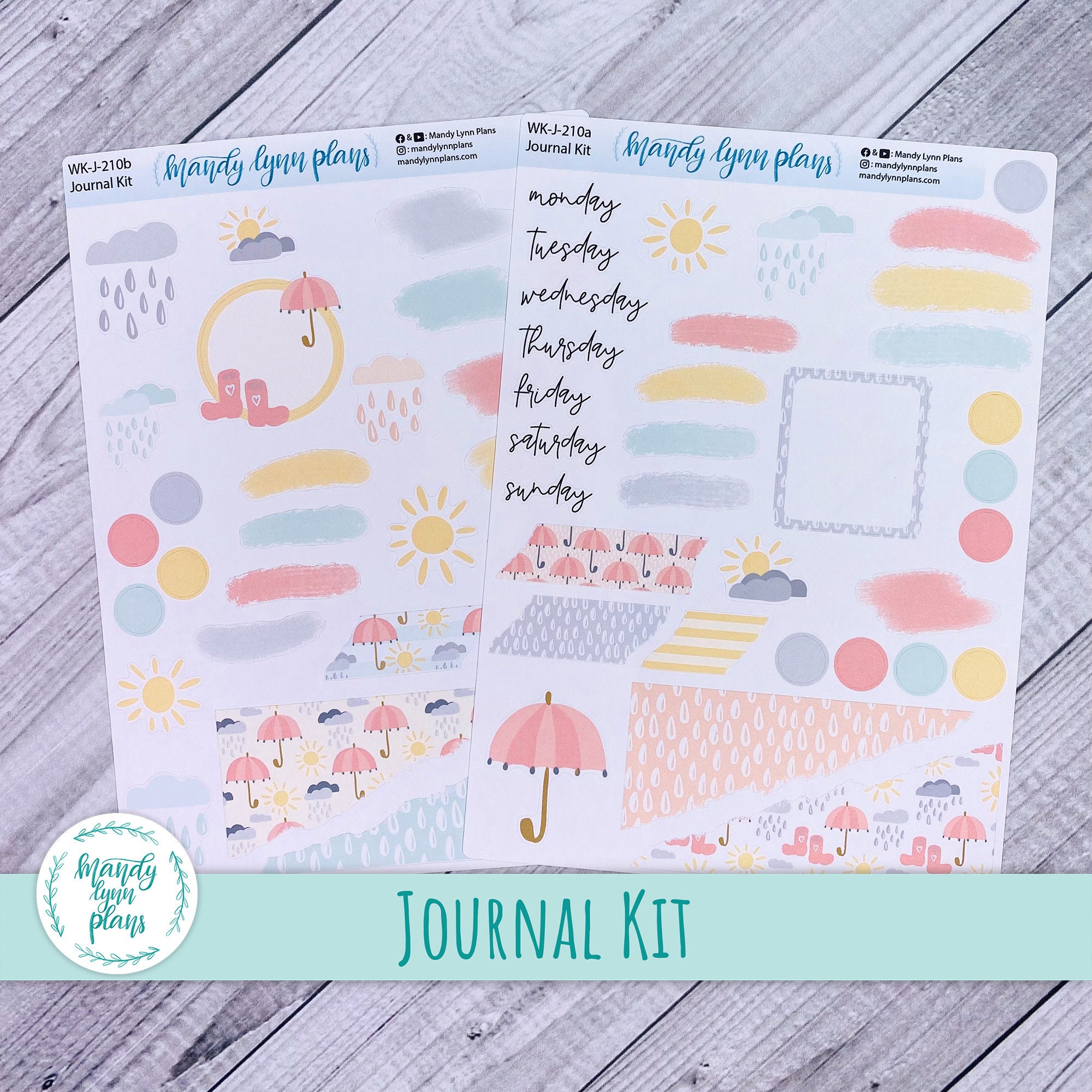 April Showers Planner / Journal / Scrapbook/ Card Making Sticker Kit Bundle  