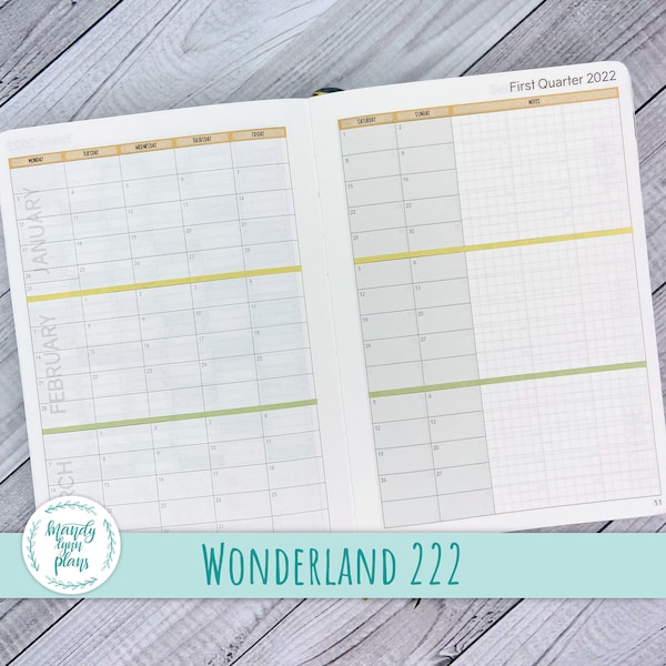 Wonderland 222 A5, B6, A6 || Year Index and Quarterly Spread Labels || Removable Matte Stickers || Print || 11 Colorway Options