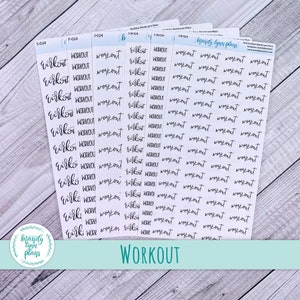 Workout Script Stickers || Removable White Matte or Clear Matte Stickers || Hobonichi Cousin, Weeks, and A6 || Hand Lettered || 024