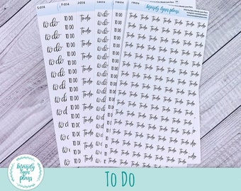 To Do Script Stickers || Removable White Matte or Clear Matte Stickers || Hobonichi Cousin, Weeks, and A6 || Hand Lettered || 14