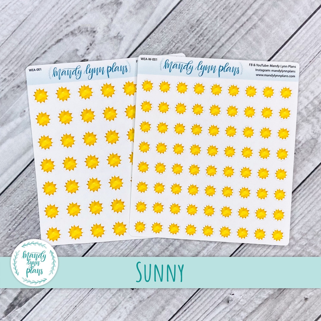 Sunny, Sun, Hot, Summer Weather Stickers || Removable White Matte ...
