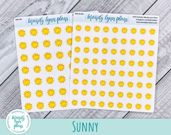 Sunny, Sun, Hot, Summer Weather Stickers || Removable White Matte Stickers || 001