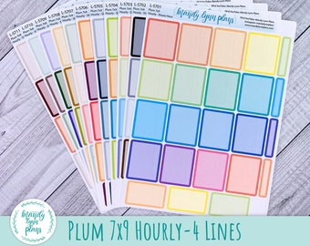 SHOWS HOUR - Plum 7x9 Hourly Labels - 4 Lines || X-Large, Functional, Basic, Appointment, Event, Planner Label || 23 Removable Matte Sticker