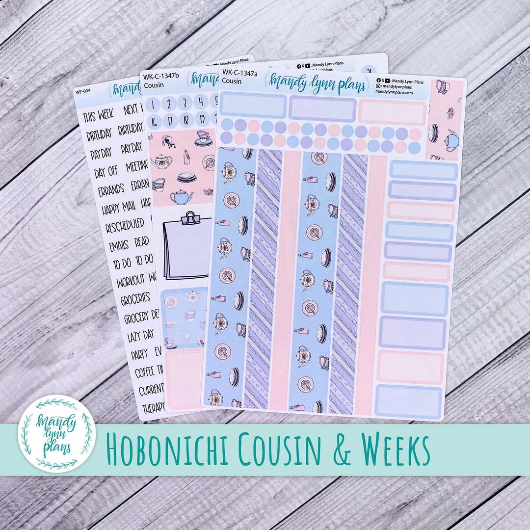 Weekly Kit || Hobonichi Cousin and Weeks || Tea Party || 347 - Etsy