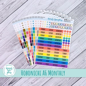 Sonntag oder Montag Start Hobonichi A6 Original Japanisch und A6 Day-Free Monthly Day Cover Streifen || Verschiedene Farben || Abnehmbare matte Aufkleber
